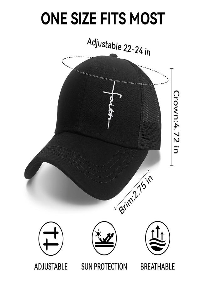 SJUDHHG Christian Faith Hats for Men Women, Cross Hat, Jesus Embroidered Adjustable Baseball Cap Black - Image 5